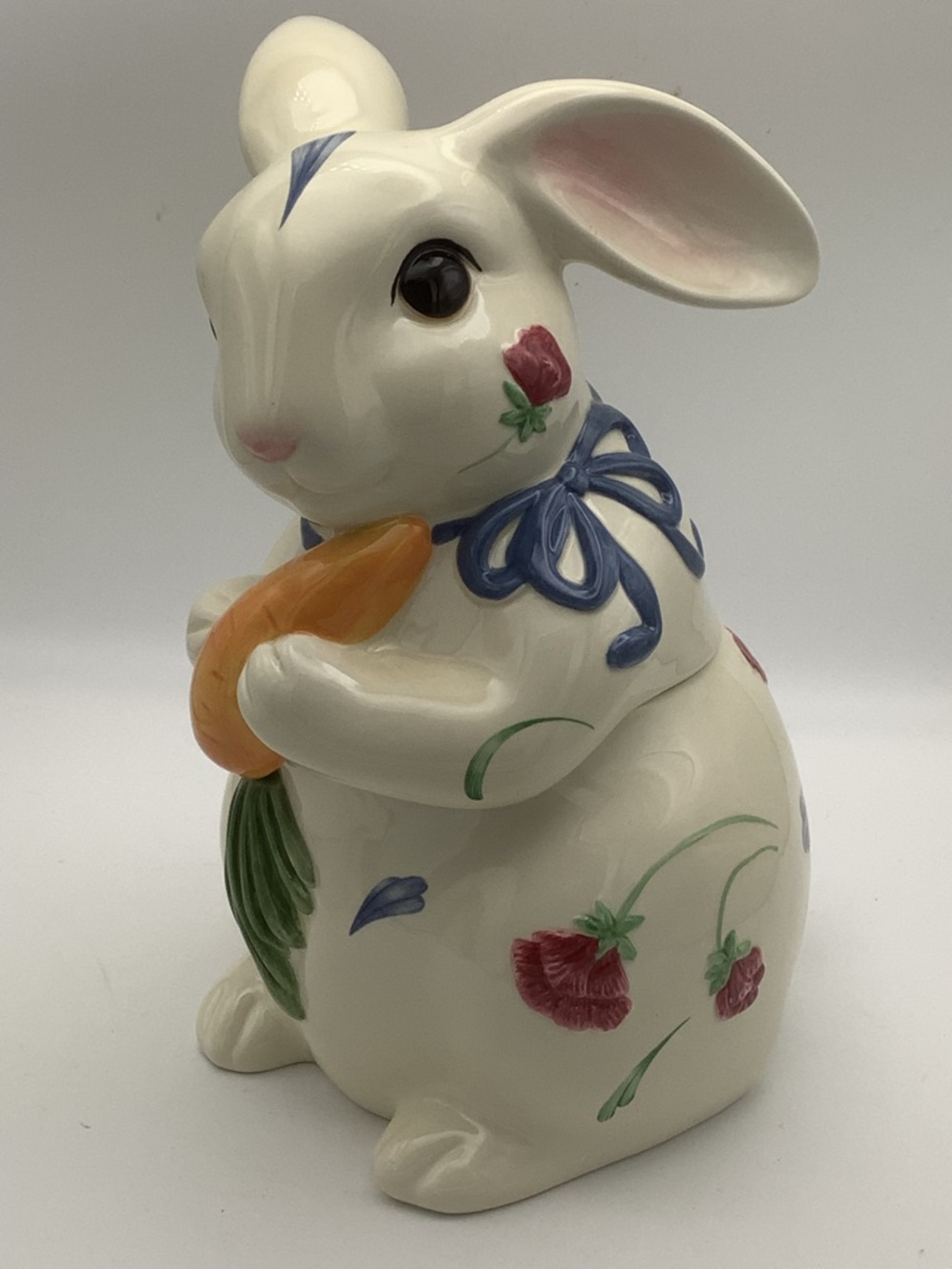 Vintage Lenox Poppies on Blue Chinastone Rabbit Cookie Jar